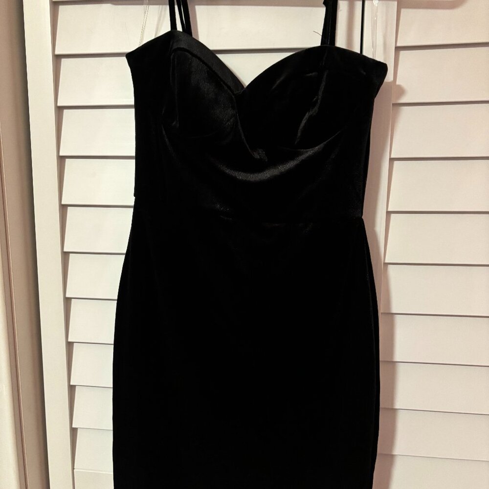 Black crushed velvet mini dress